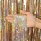 Set of 2 foil fringe curtain backdrops in glitter champagne color, designed as decorative door streamers and photo booth backgrounds, suitable for parties, weddings, birthdays, bridal showers, holidays, and graduation celebrations